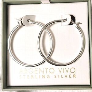 Argento Vivo Sterling Silver 35mm Hoop Earrings NEW In Gift Box Hoops